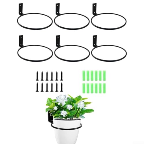 CWOQOCW 6 Stück Blumentopf-Wandbehang Ring-Set Metallklammern für Innen- und Außenbereich, rostbeständige Gartendekoration mit Hardware von CWOQOCW