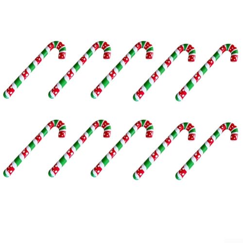 CWOQOCW Aufblasbare Zuckerstangen für Weihnachten, Rot, Grün, Blau, PVC, Urlaubsdekoration für drinnen und draußen, 10 Stück (bedruckt in Grün) von CWOQOCW