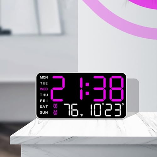 CWOQOCW Digitale Wanduhr mit Temperatur- und Datumsanzeige, LED-Bildschirm-Uhr mit Sprachsteuerung, 5 Helligkeitsstufen, batterie- oder USB-betriebener Tisch-Schreibtischuhr (C) von CWOQOCW