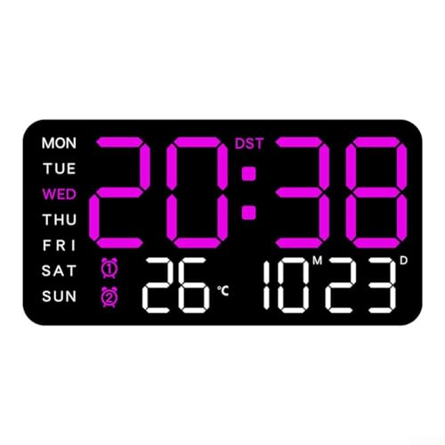 CWOQOCW Digitale Wanduhr mit Temperatur- und Datumsanzeige, LED-Bildschirm-Uhr mit Sprachsteuerung, 5 Helligkeitsstufen, batterie- oder USB-betriebener Tisch-Schreibtischuhr (G) von CWOQOCW