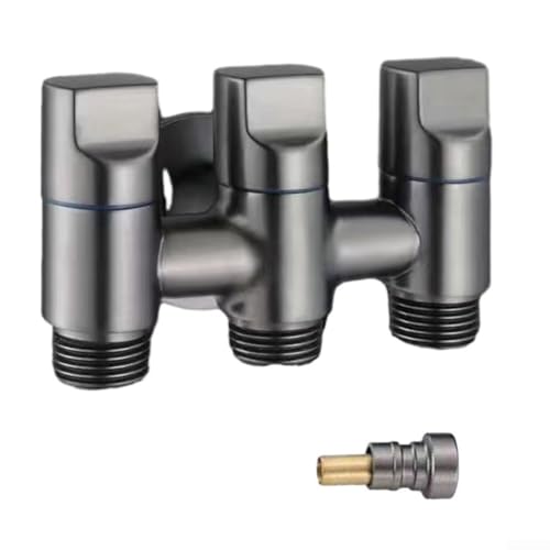 CWOQOCW Drei-Wege-Eckventil, WC-/Bidet-Sprüher, Umsteller, Edelstahl-Wasserhahn-Aufsatz für Badezimmer, Küche, G1/2-Gewinde (schwarzgrau) von CWOQOCW
