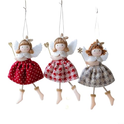 CWOQOCW Engel-Ornament-Set, 3-teilig, Weihnachtsbaumschmuck, Urlaubsdekoration, Puppenanhänger für Zuhause, Party, Display CWOQOCW Engel-Ornament-Set, 3-teilig, Weihnachtsbaumschmuck, Urlaubsdekoration, Puppenanhänger für Zuhause, Party, Display von CWOQOCW