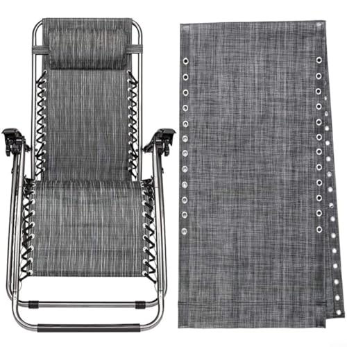 CWOQOCW Ersatz-Stoff-Set für Outdoor-Liegestühle, mit 4 Schwerkraftseil-Schrauben für Gartenliege, Schwerkraftstuhl-Abdeckung (schwarz grau) von CWOQOCW