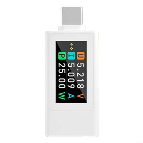 CWOQOCW KWS-1902L USB-C-Tester, Voltmeter, Spannungs- und Stromtester, 4–30 V, 12 A max. digitaler Tester mit bidirektionaler Prüfung (weiß) von CWOQOCW