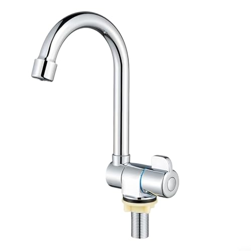 CWOQOCW Klappbarer Wasserhahn aus Messing mit 360-Grad-Rotation, einzelner Kaltwasserhahn, G1/2-Gewinde, für Küchenspüle, Wohnwagen, Yacht, Wohnmobil, (A) von CWOQOCW