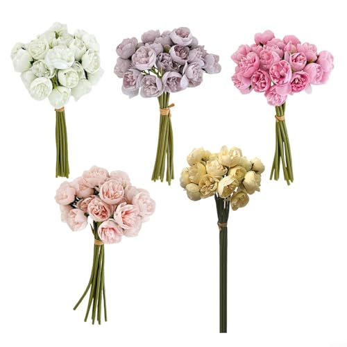 CWOQOCW Künstliche Pfingstrosen, Blumenstrauß, Seide, Hochzeitsdekoration, Blumenarrangement, Zuhause, Wohnzimmer, Tisch, dekoratives Display, 2 Bündel (Pulver) von CWOQOCW