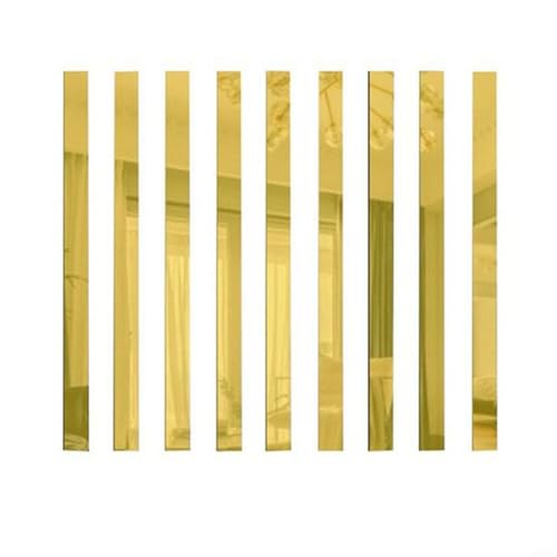 CWOQOCW Kunststoff-Spiegel, lange Streifen, Acrylfliesen, Spiegel, Mosaik, selbstklebende Wandaufkleber, Blätter für Zuhause, Wohnzimmer, Schlafzimmer, Dekor (Gold) von CWOQOCW