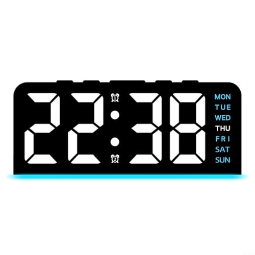 CWOQOCW LED-Digitalwecker Nachttisch mit Nachtlicht, Temperaturanzeige, Schlummerfunktion – Schreibtisch Schlafzimmer Dekoration Tischuhr (B-Blau) von CWOQOCW