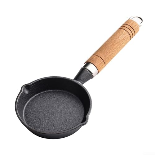 CWOQOCW Mini-Pfanne aus Gusseisen, 10 cm, antihaftbeschichtet, kleine Bratpfanne mit Holzgriff, für Ei, Frühstück, Anbraten von Soßen, für Küche, Kochen (A10 cm) von CWOQOCW