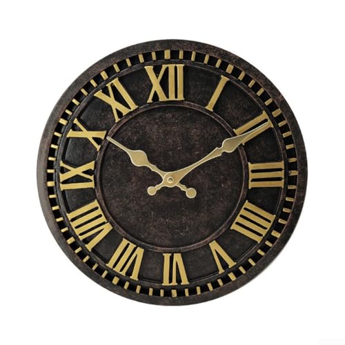 CWOQOCW Moderne 30,5 cm wasserdichte Wanduhr, geräuschloses Uhrwerk, wetterbeständig, für Innen- und Außenbereich, für Garten, Wohnzimmer, Heimdekoration von CWOQOCW
