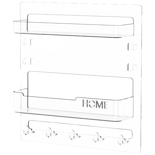 CWOQOCW Multifunktionaler Nachttisch-Wand-Organizer mit Klebebefestigung für Schlafzimmer, Büro, Wohnmobil, Wohnheim, Telefon, Fernbedienung (transparent) von CWOQOCW