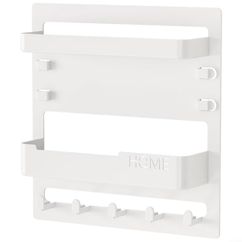 CWOQOCW Multifunktionaler Nachttisch-Wand-Organizer mit Klebebefestigung für Schlafzimmer, Büro, Wohnmobil, Wohnheim, Telefon, Fernbedienung (weiß) von CWOQOCW