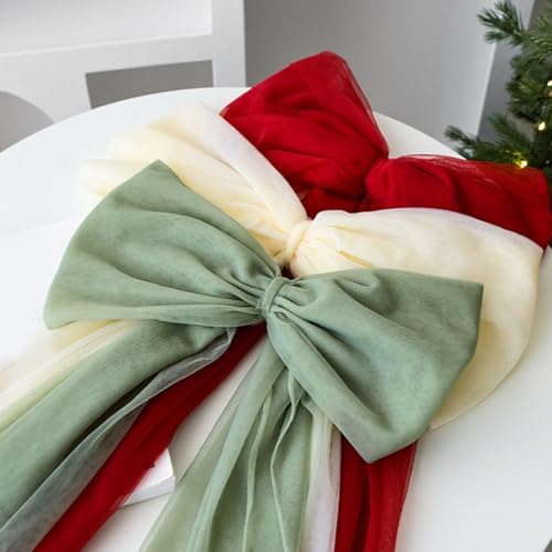 CWOQOCW Netzgarn, Schleife, Baum, dekoratives Ornament, großer Weihnachtsbaumschmuck, 60 cm, Ferienhaus, Innendekoration (grün) von CWOQOCW