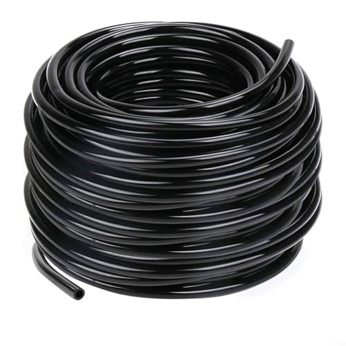 CWOQOCW PVC-Tropfbewässerungs-Verteilerschlauch, 4–6 mm, schwarzes Wasserleitungsrohr, blanko, Verteilerschlauch für Garten, Gewächshaus, Pflanzenbewässerungssystem (20 m) von CWOQOCW
