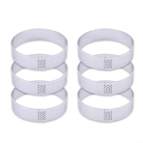 CWOQOCW Perforierte runde Kuchen-Mousse-Ringe, 6 Stück, Edelstahl-Backformen, gleichmäßige Wärmeverteilung, Dessertwerkzeuge für den Heimgebrauch (7 cm) von CWOQOCW