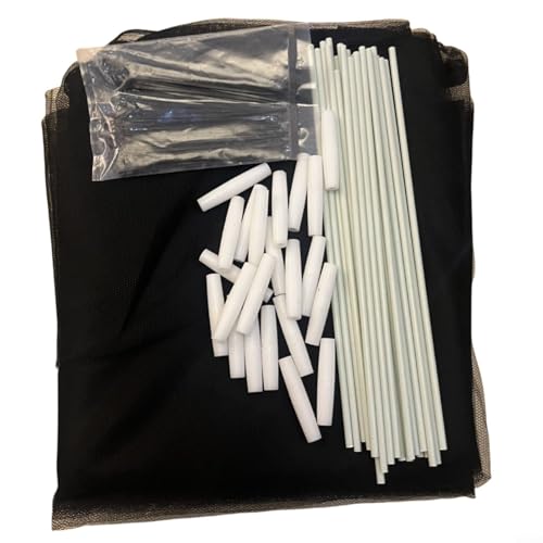 CWOQOCW Pflanzenschutz-Gartentunnel-Netzabdeckung mit Fiberglas-Stützstäben für Gemüseanbau von Insekten und Vögeln (schwarz, 600 cm) von CWOQOCW