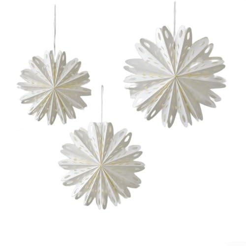 CWOQOCW Set mit 3 weißen Papier-Schneeflocken Dekorationen DIY Weihnachtsschmuck für Zuhause Fenster Party Display (E) von CWOQOCW