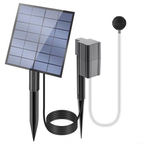 CWOQOCW Solarbetriebene Luftpumpe, 2,5 W, 7 V, Teichbelüfter mit Luftstein für Aquarien, Sauerstoffversorgungssystem, schwarz, kabellos, einfache Installation, für Garten und Außenbereich CWOQOCW Solarbetriebene Luftpumpe, 2,5 W, 7 V, Teichbelüfter mit Luftstein für Aquarien, Sauerstoffversorgungssystem, schwarz, kabellos, einfache Installation, für Garten und Außenbereich von CWOQOCW