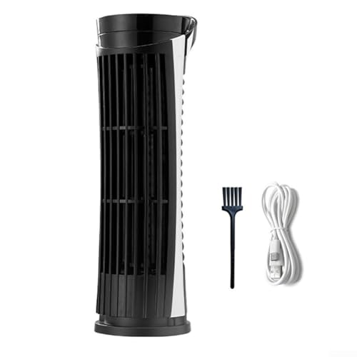 CWOQOCW Tower Fan, Desktop Air Circulator Bladeless Fan With LED Design 2 Speed Levels USB Powered Safe Cooling For Home Office (Black) von CWOQOCW