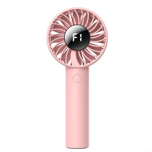 CWOQOCW Tragbarer Handventilator, mit digitalem LED-Display, 5 Geschwindigkeitsstufen, Mini-Ventilator, Handventilator, 2000 mAh USB-Akku (Pink) von CWOQOCW