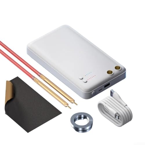 CWOQOCW Tragbarer Mini-Punktschweißgerät, 5000 mAh, Akku-Energiespeicher, Schweißgerät mit Fernbedienung, Stift für Nickelplatten (weiß) von CWOQOCW