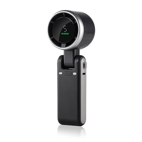 CWOQOCW Tragbarer Mini-Ventilator, Turbo-Ventilator, 5 Geschwindigkeitsstufen, 180 Grad verstellbarer Hals, USB-wiederaufladbarer Desktop-Lüfter mit Digitalanzeige (schwarz) von CWOQOCW
