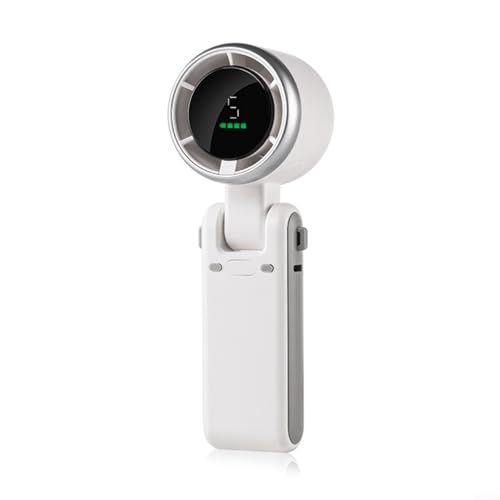 CWOQOCW Tragbarer Mini-Ventilator, Turbo-Ventilator, 5 Geschwindigkeitsstufen, 180 Grad verstellbarer Hals, USB-wiederaufladbarer Desktop-Lüfter mit Digitalanzeige (weiß) von CWOQOCW