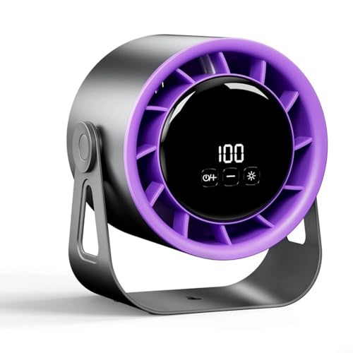 CWOQOCW Tragbarer Schreibtischventilator mit 100 Geschwindigkeiten, wiederaufladbar, mit LED-Display, 4000 mAh Akku, 360 Grad drehbar, verstellbarer Schreibtisch-Lüfter, Nachtlicht, Grau von CWOQOCW