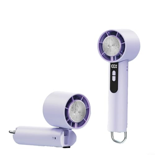 CWOQOCW Tragbarer faltbarer Handventilator, mit Digitalanzeige, 100 Geschwindigkeitsstufen, Eiskühlungstechnologie, wiederaufladbarer Akku (Halbleiter-Lila) von CWOQOCW