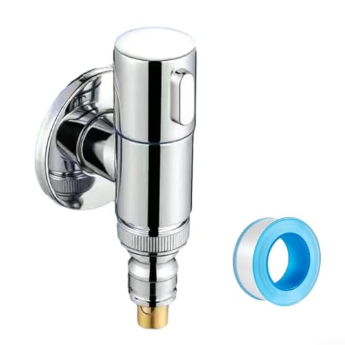 CWOQOCW Waschmaschinen-Wasserhahn, G1/2-Eckventil, Schnellöffnung, Wasserregelventil, Edelstahl, für Badezimmer, Küche, Waschküche, Waschbecken (Silber) von CWOQOCW