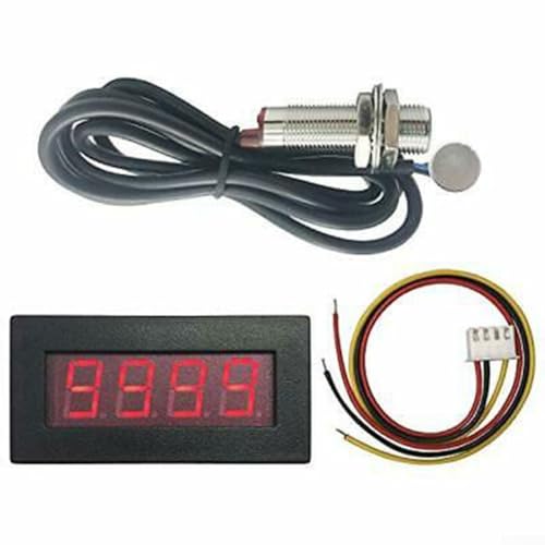 Digitaler LED-Tachometer, Drehzahlmesser, 4-Bit-Display mit Hall-Näherungsschalter-Sensor, Betriebsspannung DC8 24 V, entwickelt für zuverlässige Drehzahlmessung in verschiedenen Geräten (rot) von CWOQOCW