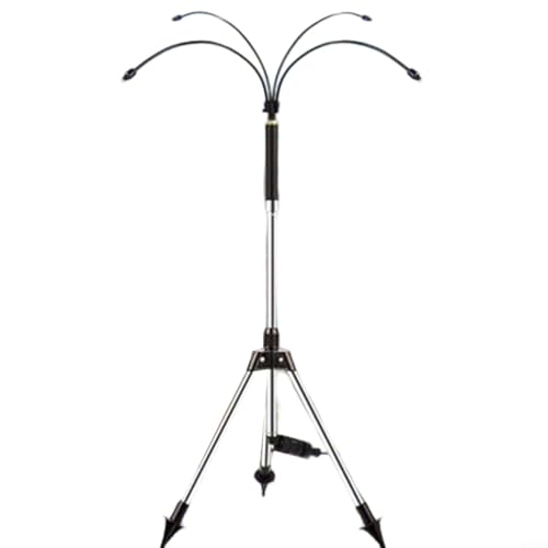 Edelstahl Outdoor Misting Cooling System 4 Flexible Spray Tubes Adjustable Height Stand 360 Degree Cooling Brass Nozzle Low Pressure Tripod Spray System For Patio Garden Pool Deck 4.1 Feet Black von CWOQOCW