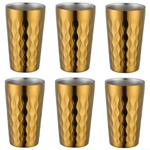 Effizient gestaltetes Set mit sechs stapelbaren Wasserbechern aus Edelstahl, genießen Sie jeden Schluck (Gold) von CWOQOCW