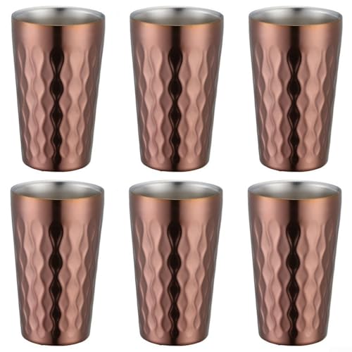 Effizient gestaltetes Set mit sechs stapelbaren Wasserbechern aus Edelstahl, genießen Sie jeden Schluck (Roségold) von CWOQOCW