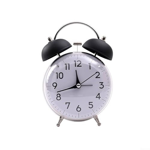 Effizienter Doppelglocken-Metall-Wecker mit Nachtlicht, für Heimdekoration und Büro (schwarz) von CWOQOCW