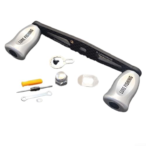 Ersatz-Angelrollen-Wipparm Griff aus Kohlefaser 8 5 mm für DAIWA und ABU Casting Rollen mit komplettem Set von Installationskomponenten und Werkzeugset (rechte Hand silber) von CWOQOCW