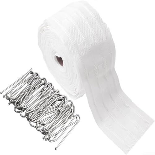 Ersatzband 10m mit 50 Haken für Gardinengürtel, geeignet für funktionale oder dekorative Vorhänge in verschiedenen Räumen von CWOQOCW