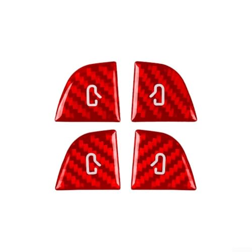 Für Tesla 3 Y 2024 2025 Innenfensterschalter Dekoration 4 Stück Kohlefaser-Stil Verbesserungen (rot) von CWOQOCW