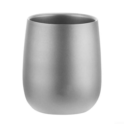 Isolierter Becher aus Titan für Outdoor-Aktivitäten, doppelwandiges Design hält Getränke heiß oder kalt (grau, 120 ml) von CWOQOCW