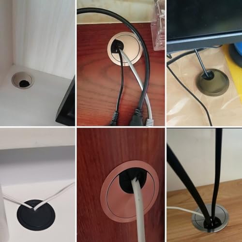 Kabeldurchführung, Drahtabdeckung, Metalltülle, Schreibtisch-Tisch-Design, Zinklegierung, geeignet für verschiedene Kabel (gebürstet, 50 mm) von CWOQOCW
