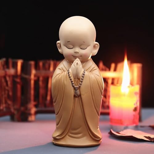 Kleine handgefertigte Mönchskulptur dekorative Harzfigur für Tisch und Zuhause (4#) von CWOQOCW