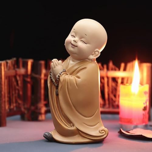 Kleine handgefertigte Mönchskulptur dekorative Harzfigur für Tisch und Zuhause (5#) von CWOQOCW