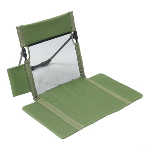 Kompaktes faltbares Strandkorb-Kissen mit Schaumstoff-Rückenlehne und seitlicher Aufbewahrungstasche, atmungsaktives Netzgewebe für Komfort, ideal für Outdoor-Camping, Picknick, Pool (grün) von CWOQOCW