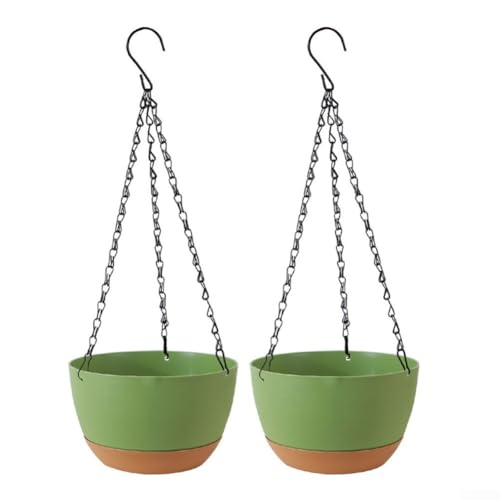 Komplettes Blumen-Set zum Aufhängen für den Innen- und Außenbereich, mit Ketten, selbstbewässerndes Design für einfache Pflege (schwarz) von CWOQOCW