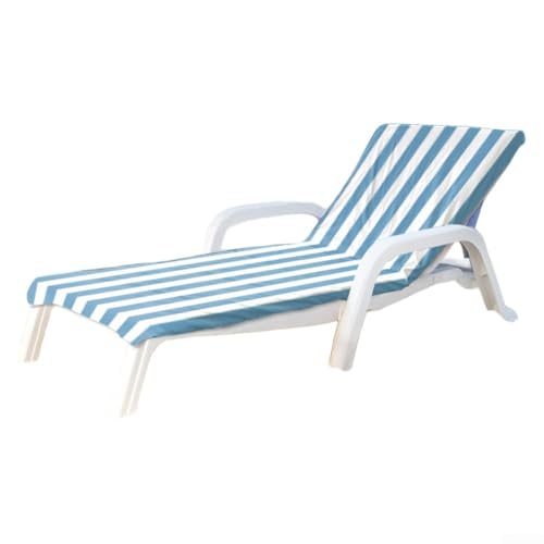 Leichter Handtuchbezug für Strandkörbe, schnell trocknendes Material mit Klappentasche, Stabilität (blaue Streifen) von CWOQOCW