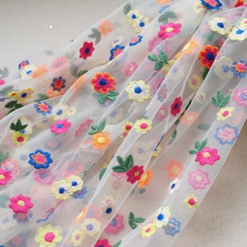 Leichter floraler bestickter Netz-Spitzenstoff für Hochzeits-Schneiderei, Brautkleid, Vorhänge und modische Bekleidung, weiches Polyester-Material (weiß) von CWOQOCW