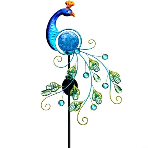 Metall Pfau Solar Garten Licht Pfahl mit lebendigen Schwanzfedern und blauer Kugel, Solarleuchten Outdoor Garten Ornamente, IP65 Wasserdicht Outdoor Yard Dekoration Metall Pfau Solar Garten Licht Pfahl mit lebendigen Schwanzfedern und blauer Kugel, Solarleuchten Outdoor Garten Ornamente, IP65 Wasserdicht Outdoor Yard Dekoration von CWOQOCW
