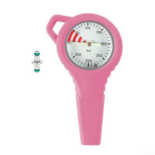 Metall-Tauch-Manometer mit 360 Grad drehbarem Leuchtzifferblatt und Schutzabdeckung zur Kollisionsprävention, geeignet für verschiedene Tauchzylinder (Rosa) von CWOQOCW