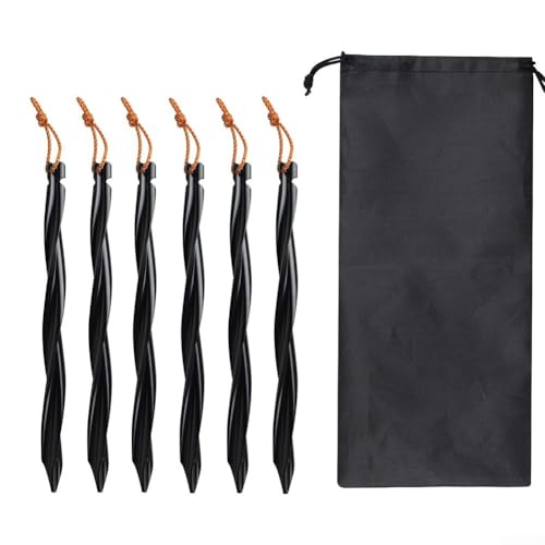 Müheloses Setup mit 612-teiligem leichtem Campingpfahl-Set aus Aluminiumlegierung (6 Nägel, schwarz) von CWOQOCW