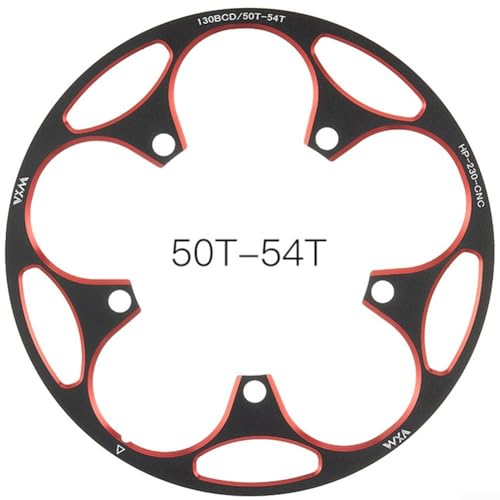 Ritzelschutz aus schwarzer Aluminiumlegierung für Radfahrrad, Rennrad, 130BCD, geeignet für 50T 54T Zähne (50T-54T Rot) von CWOQOCW